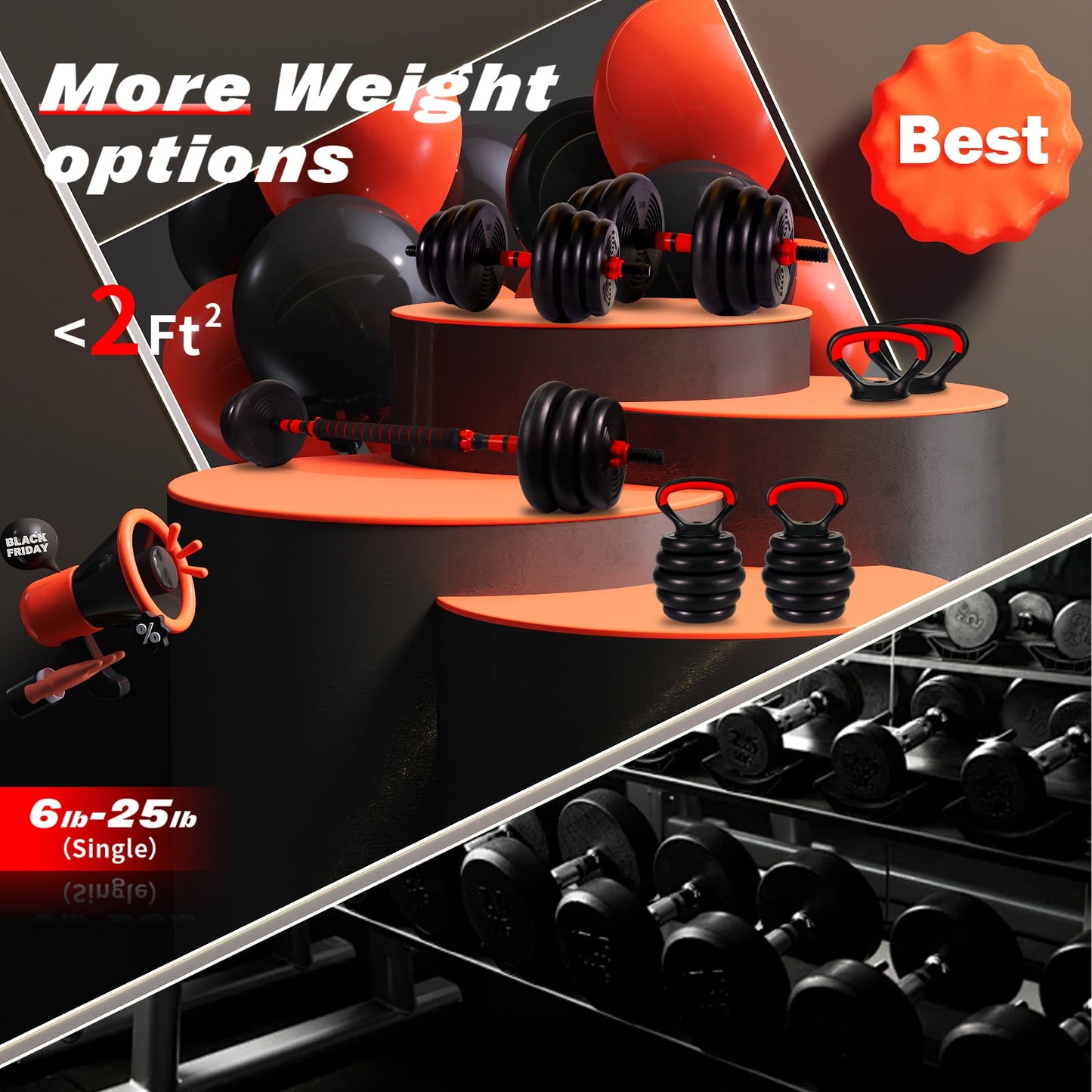 Adjustable Dumbbells Set - 20Lbs Multi-Functional Fitness Set, Kettlebell & Barbell Patterns