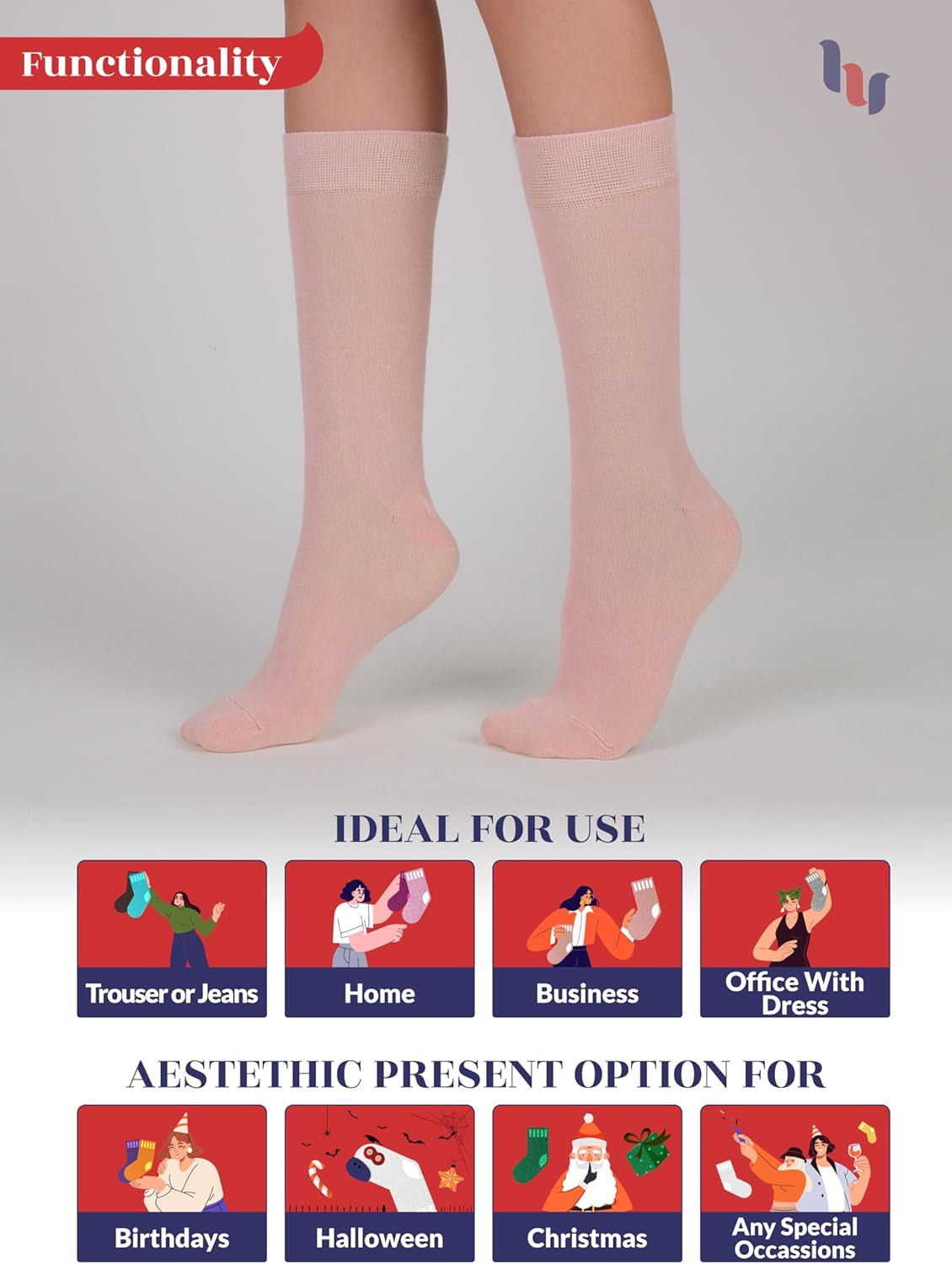 Womens Crew Bamboo Dress Socks, Thin, Soft, Business Trouser Casual, Non-Binding, 3-6 Pairs