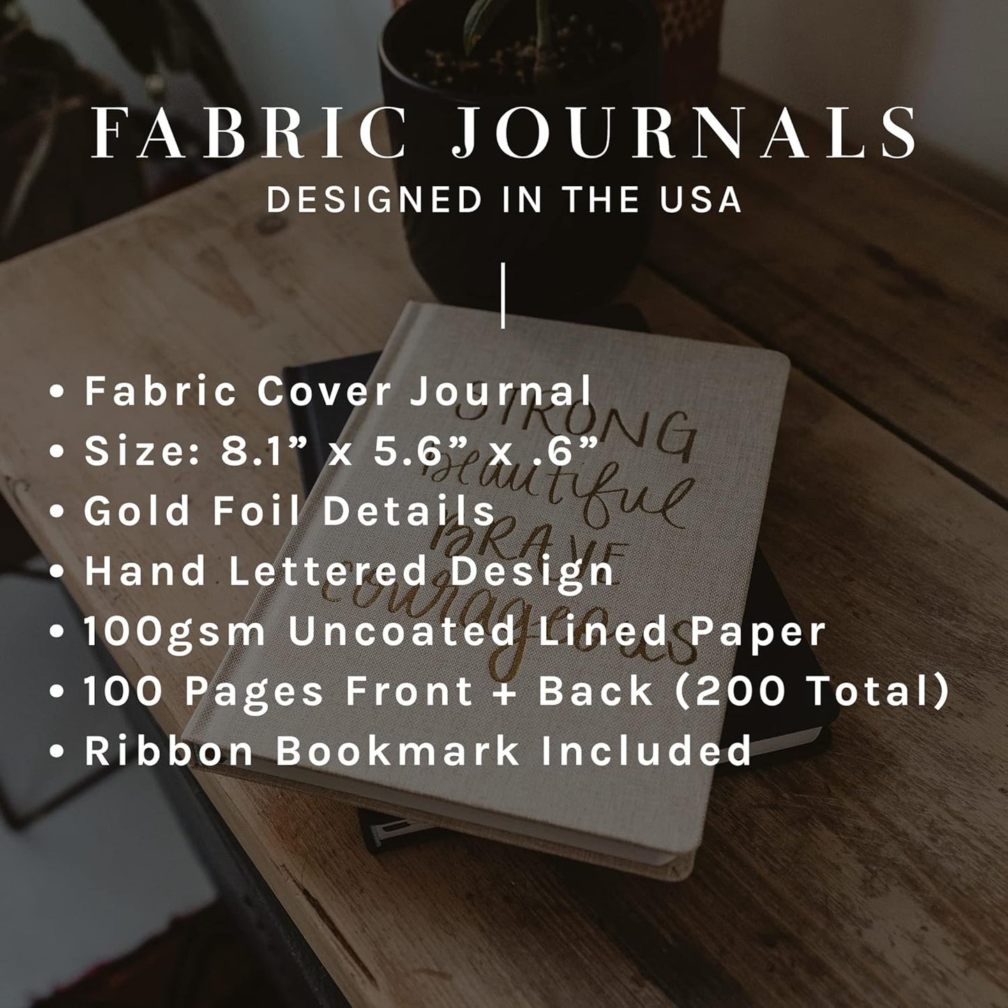 Dream Plan Do Motivational Journal - Grey Fabric Journal with Rose Gold Details and Ribbon Bookmark - Motivational Notebook Inspirational Lined Journal for Work and School