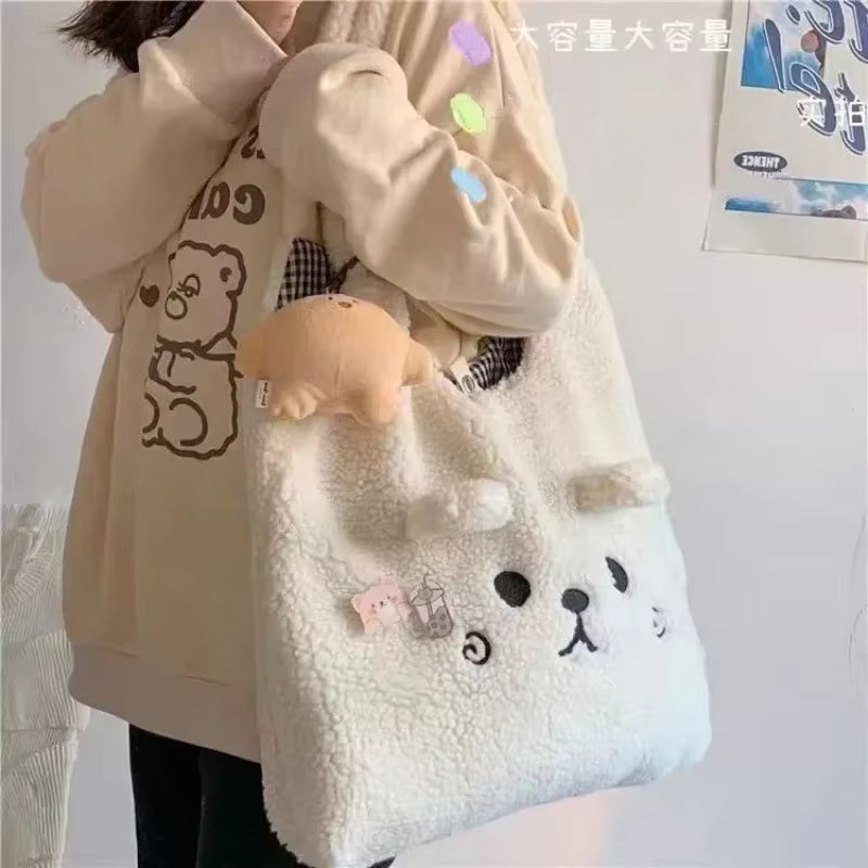 New Winter Soft Plush Tote Bag Women