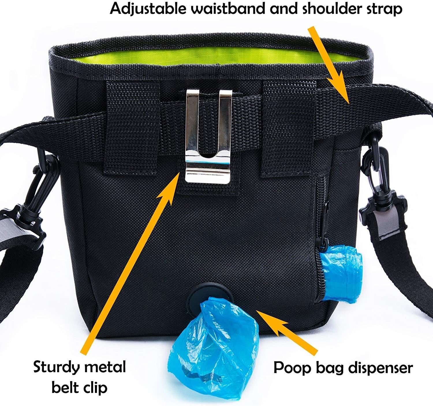Dog Treat Pouch - Premium Training Treat Bag with Clicker and Collapsible Bowl for Dogs