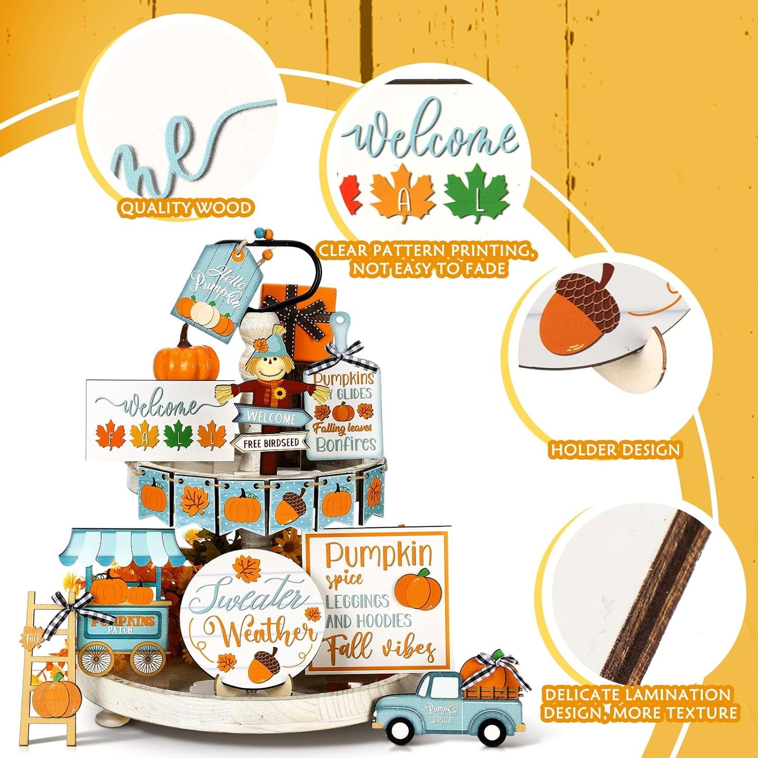Fall Tiered Tray Decor Thanksgiving Pumpkin Tray Decor 