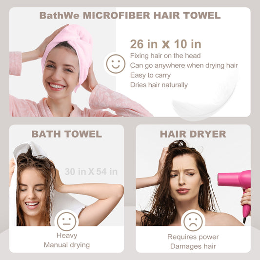 Ultra Plush Microfiber Hair Towel Wrap for Women, 3 Pack Ultra Absorbent Twist Hair Turban