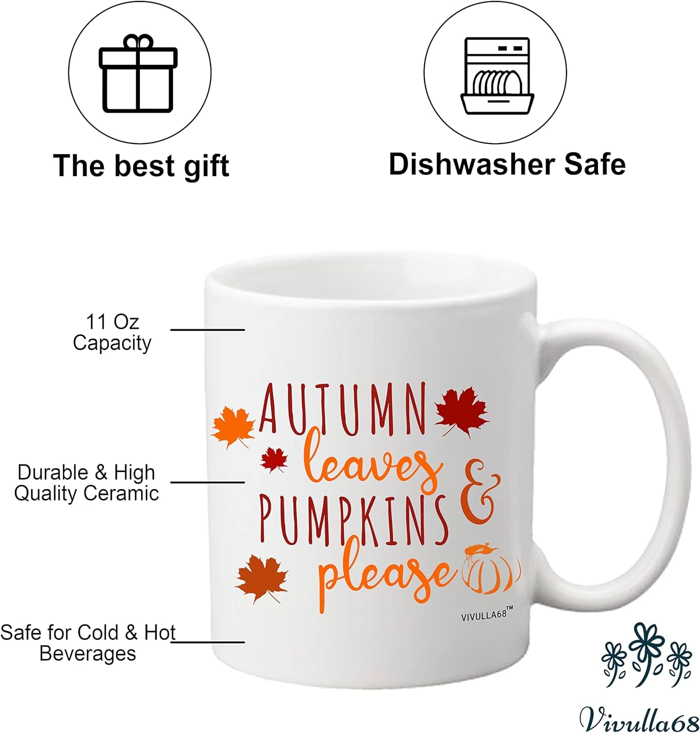 Autumn Leaves and Pumpkin Mug 