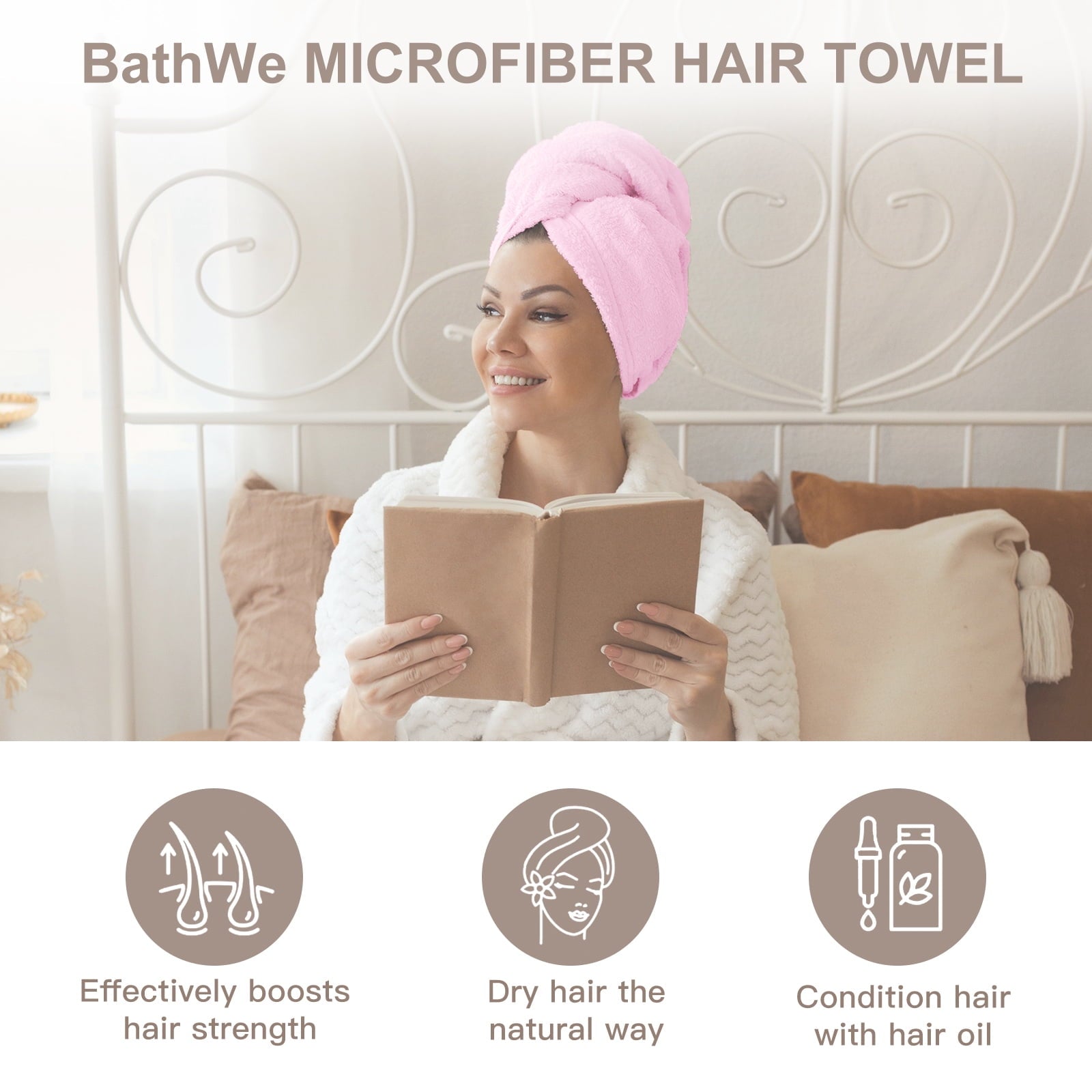 Ultra Plush Microfiber Hair Towel Wrap for Women, 3 Pack Ultra Absorbent Twist Hair Turban