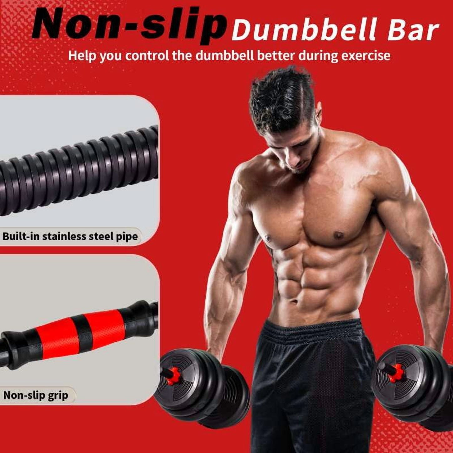Adjustable Dumbbells Set - 20Lbs Multi-Functional Fitness Set, Kettlebell & Barbell Patterns