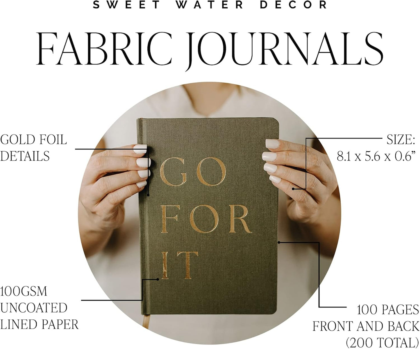 Dream Plan Do Motivational Journal - Grey Fabric Journal with Rose Gold Details and Ribbon Bookmark - Motivational Notebook Inspirational Lined Journal for Work and School