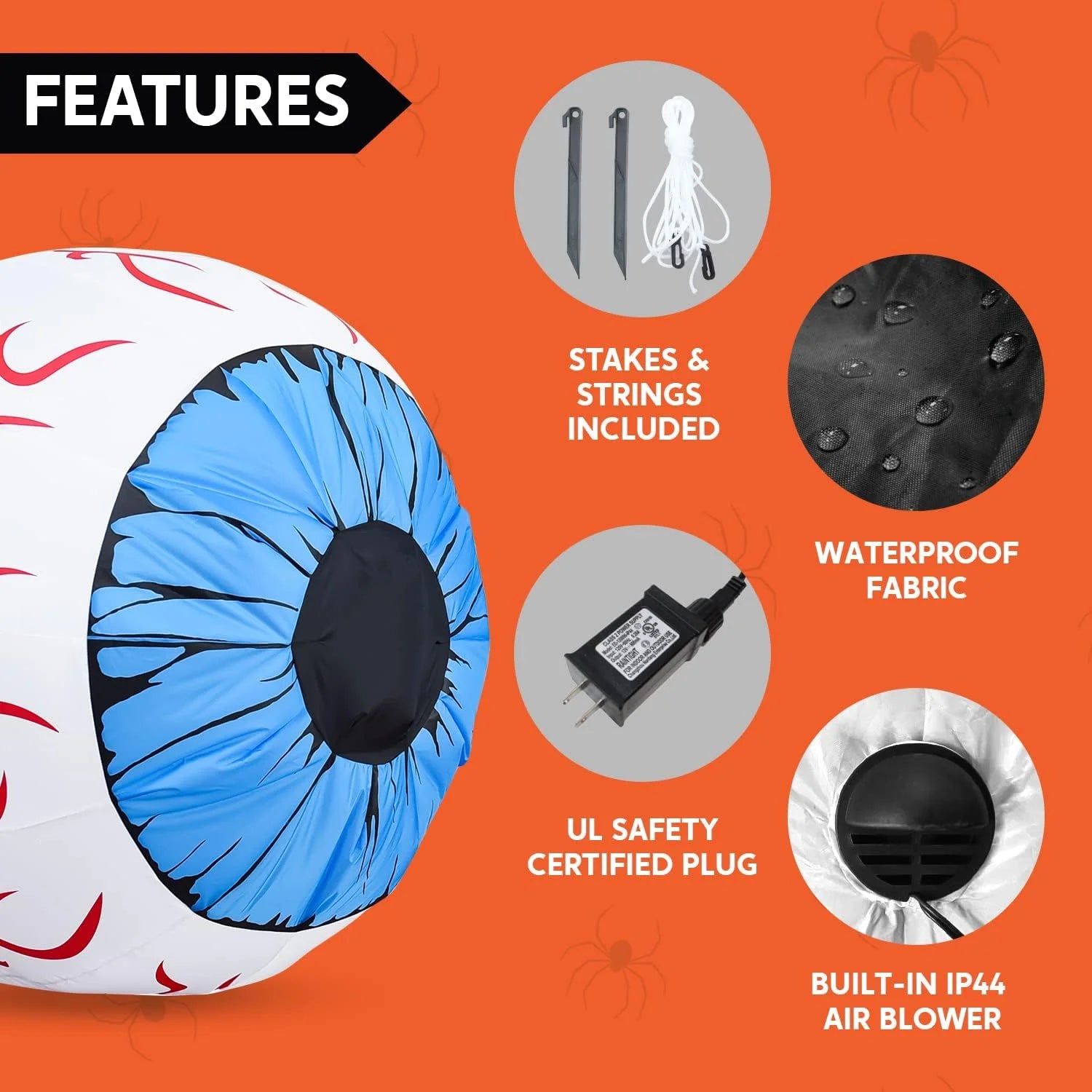 2 Pack Halloween Inflatable Huge Blue Eyeballs with Build-In Leds Halloween Blow up Yard Decorations,3 FT Diameter