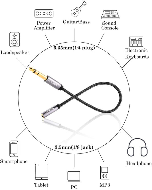 Topseries 6.35Mm (1/4 Inch Male) to 3.5Mm (1/8 Inch Female) Headphone Jack Adapter