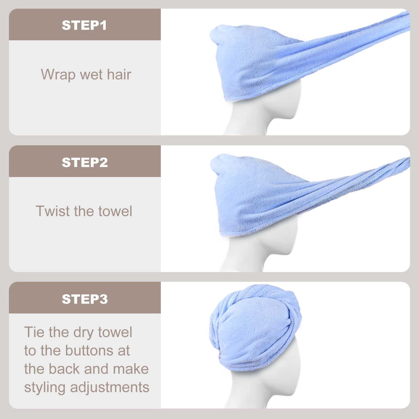 Ultra Plush Microfiber Hair Towel Wrap for Women, 3 Pack Ultra Absorbent Twist Hair Turban