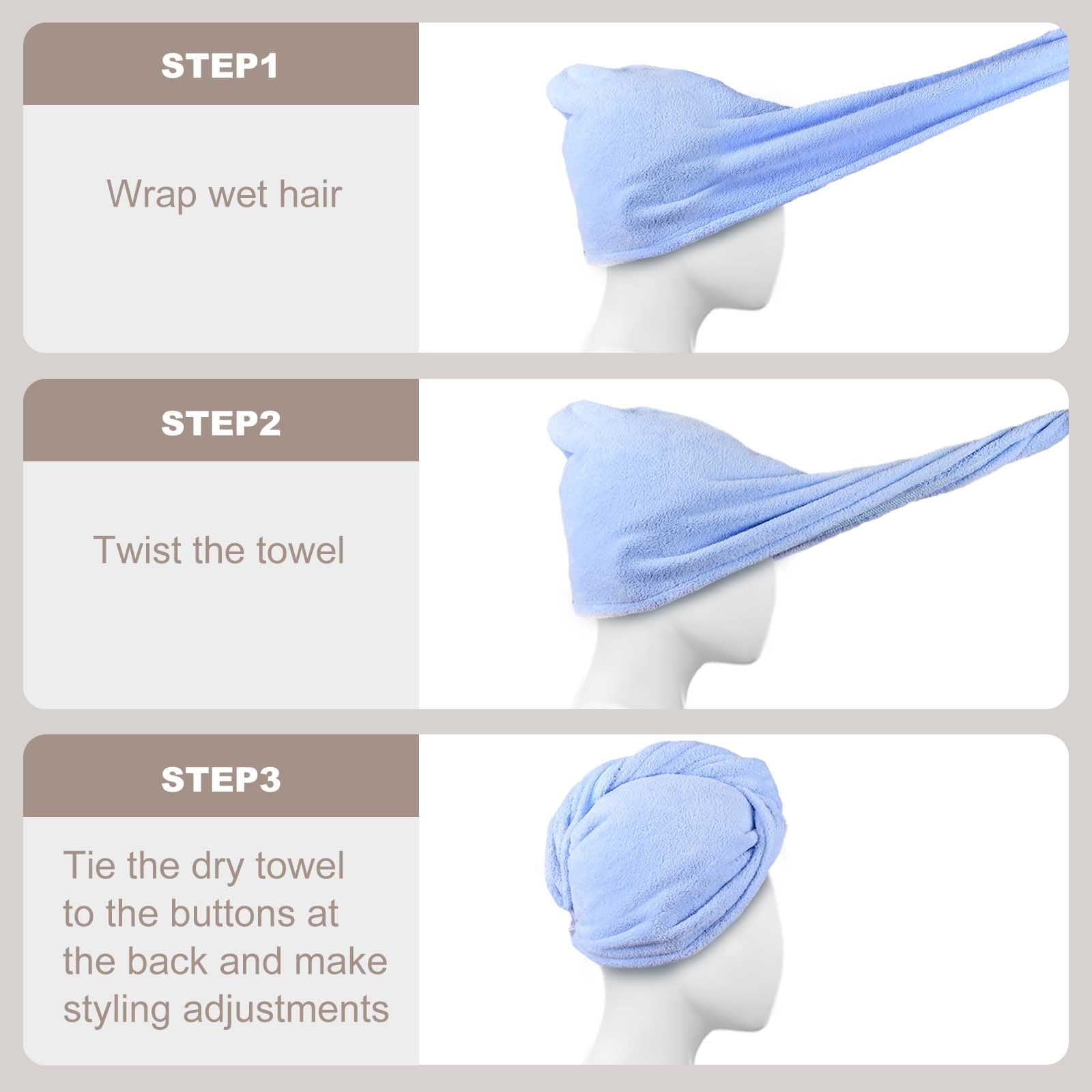 Ultra Plush Microfiber Hair Towel Wrap for Women, 3 Pack Ultra Absorbent Twist Hair Turban
