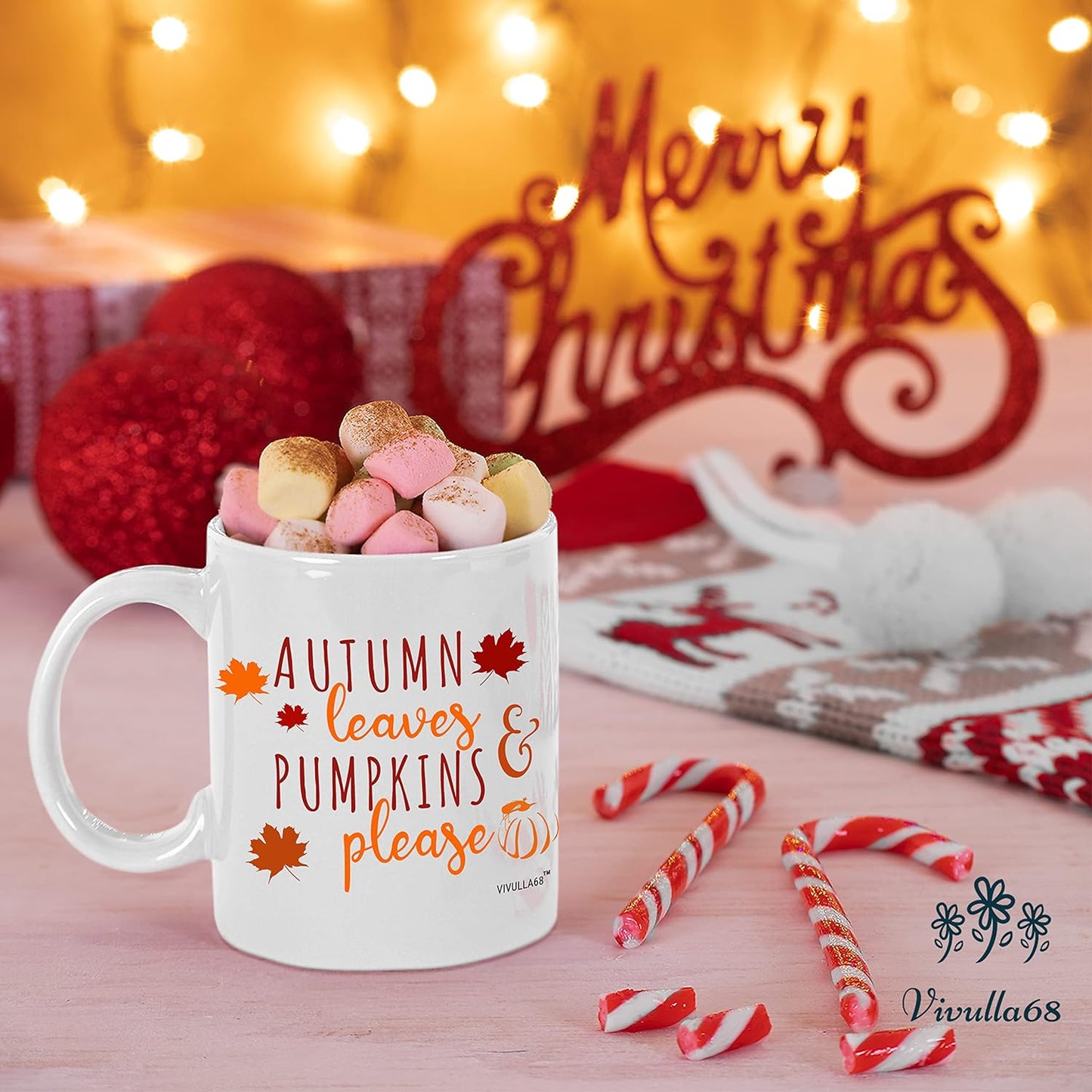 Autumn Leaves and Pumpkin Mug 