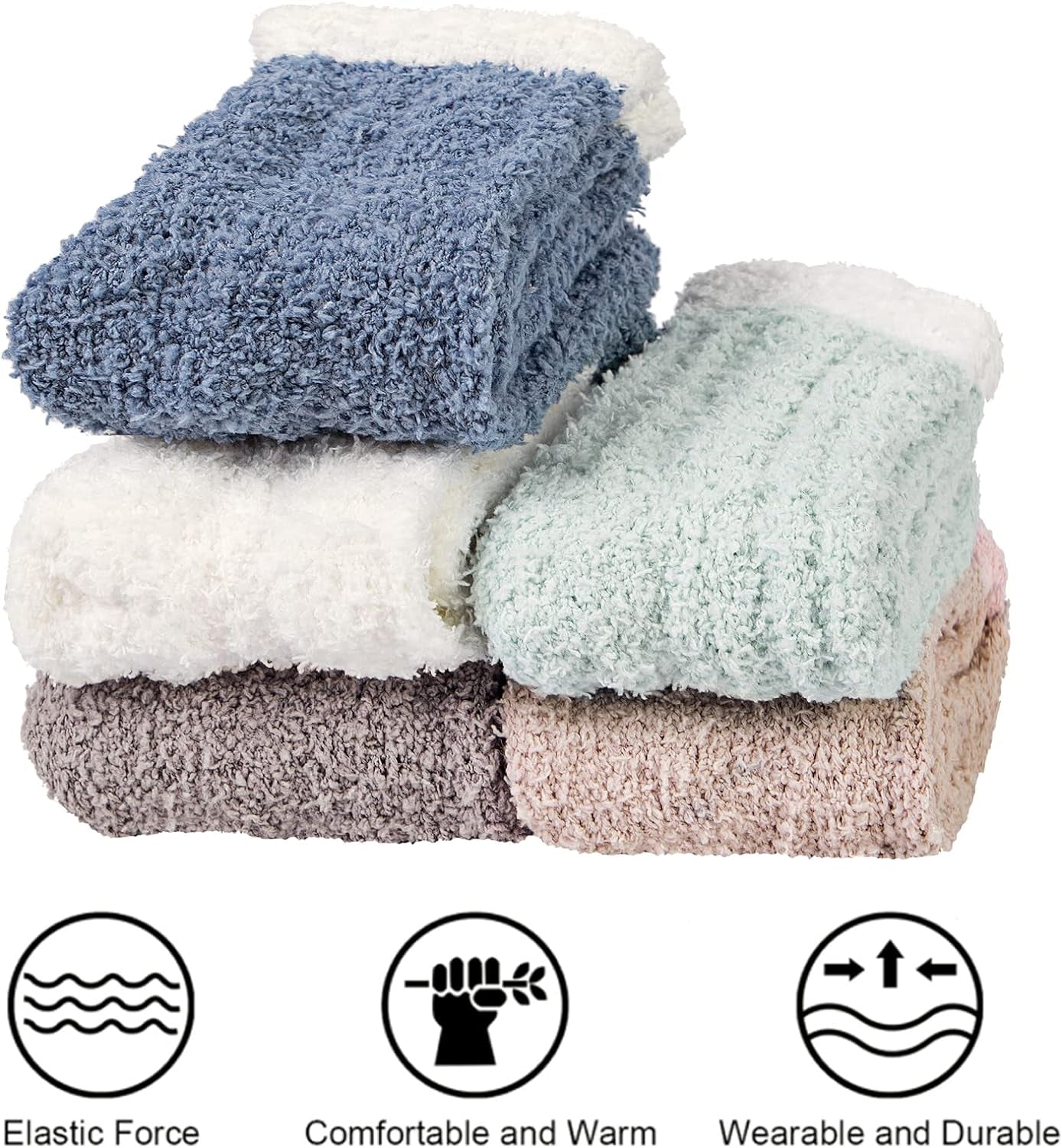 5 Pairs Womens Fuzzy Socks Cozy,Soft, and Fluffy