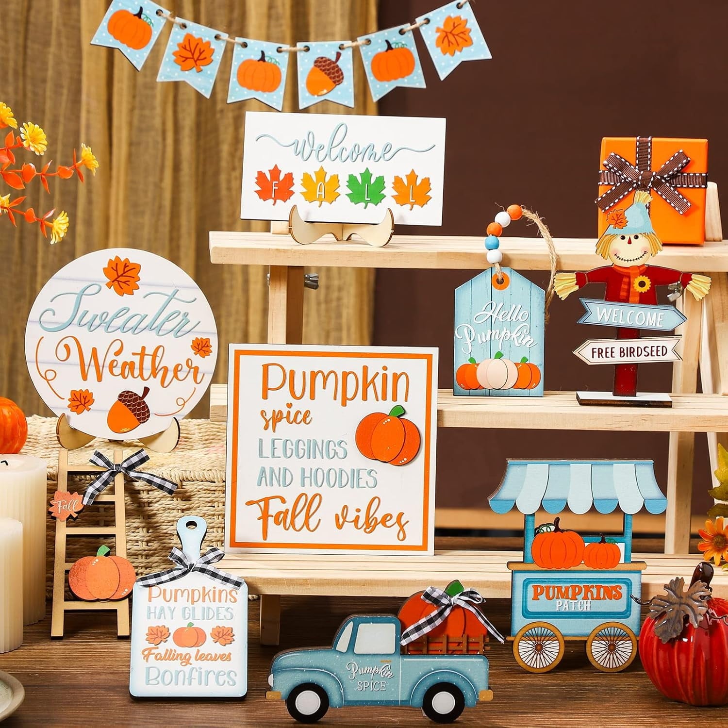 Fall Tiered Tray Decor Thanksgiving Pumpkin Tray Decor 