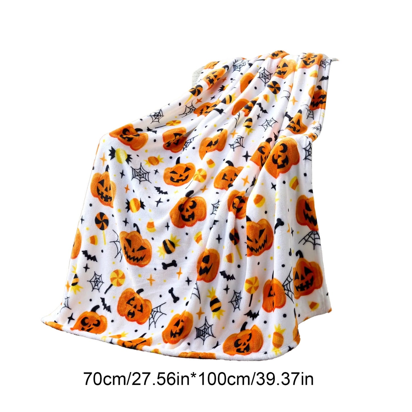 Halloween Throw Blanket - Soft Plush Spider Webs Bat 