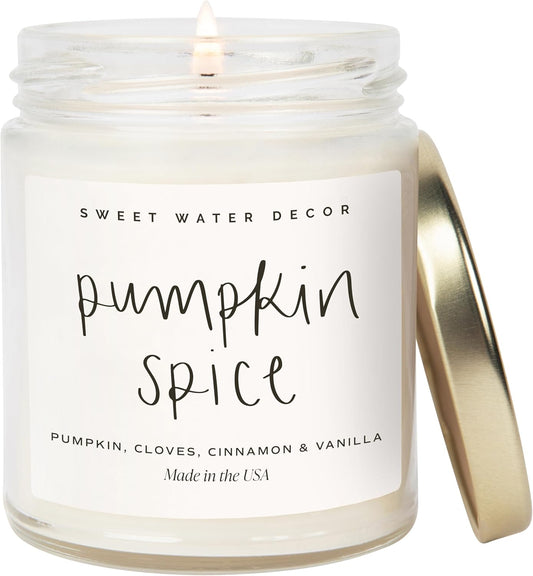 Pumpkin Spice Candle - Fall Candles with Pumpkin, Clover, Cinnamon & Vanilla Scent 
