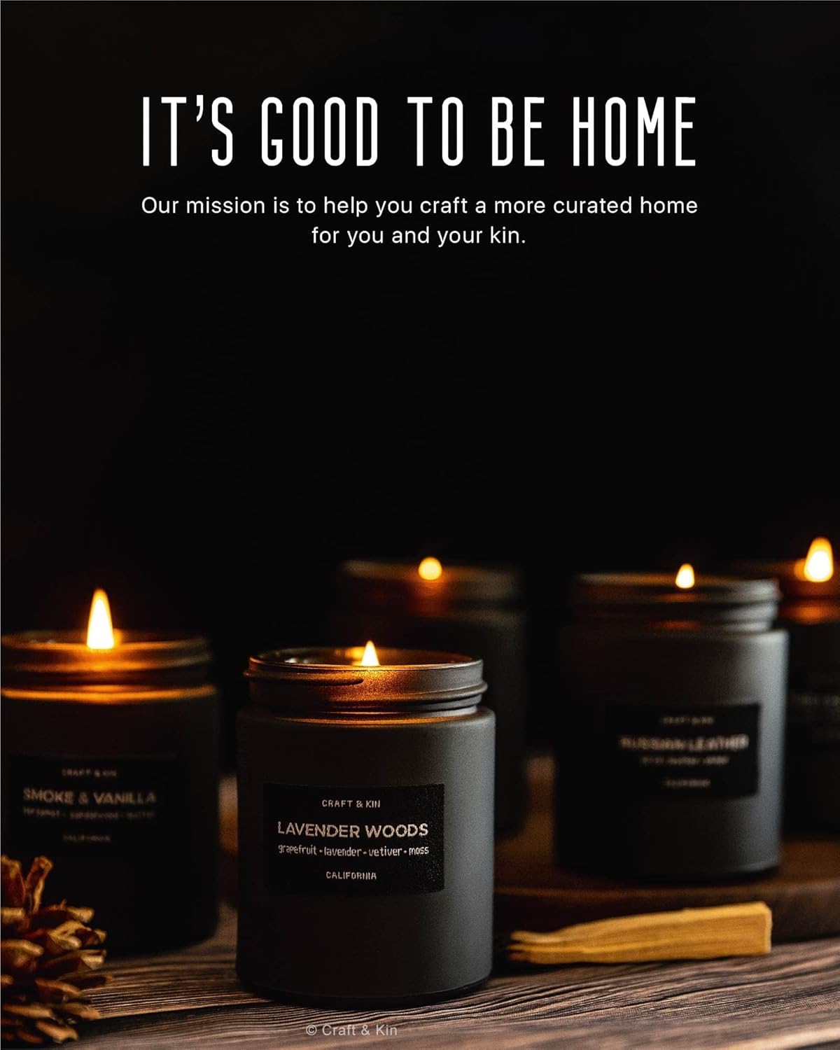 Premium Pine & Clove Candle | Black Fall Scented Candles for Home