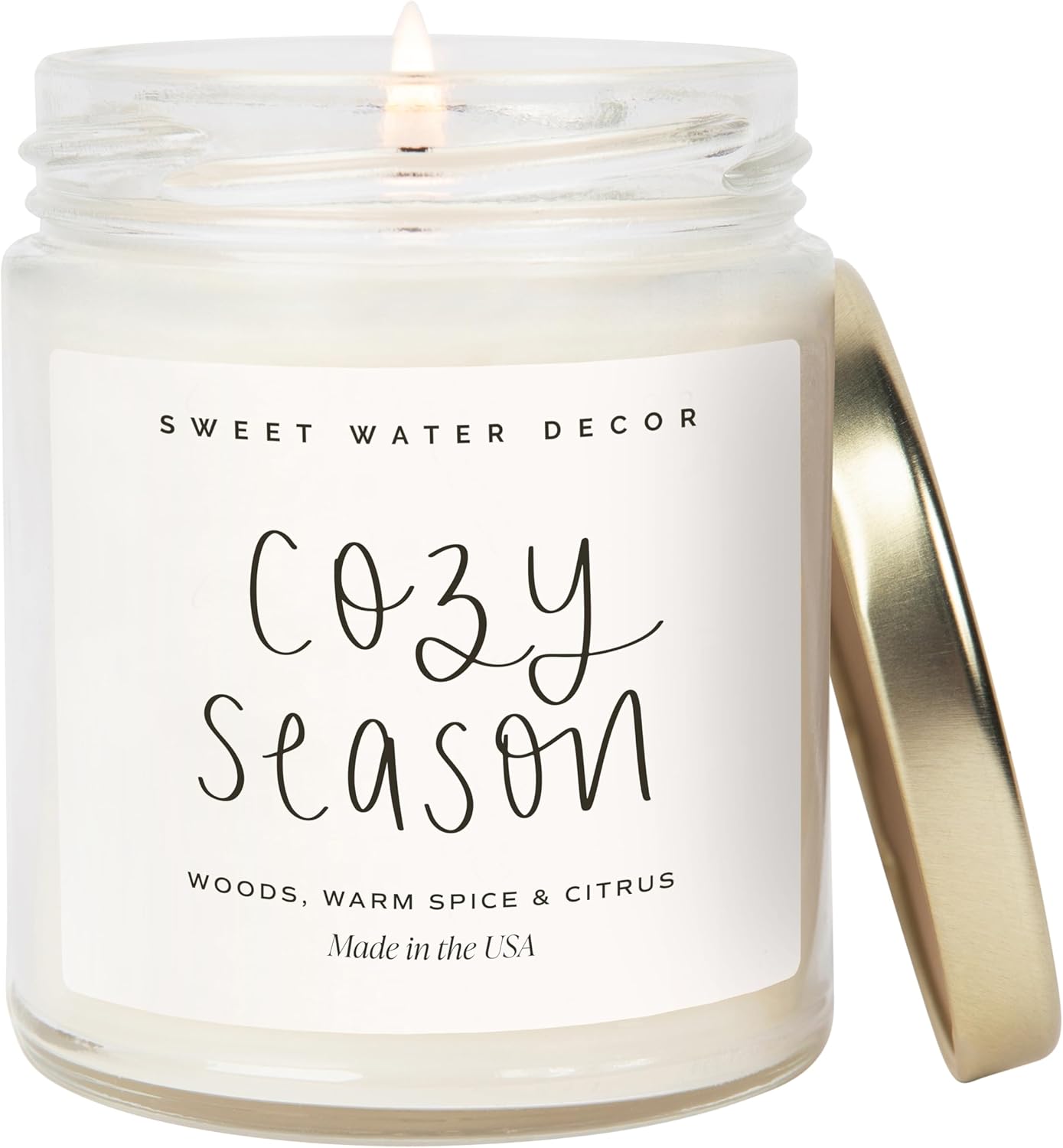 Cozy Season Candle - Woods, Warm Spice, and Citrus Autumn Scented 