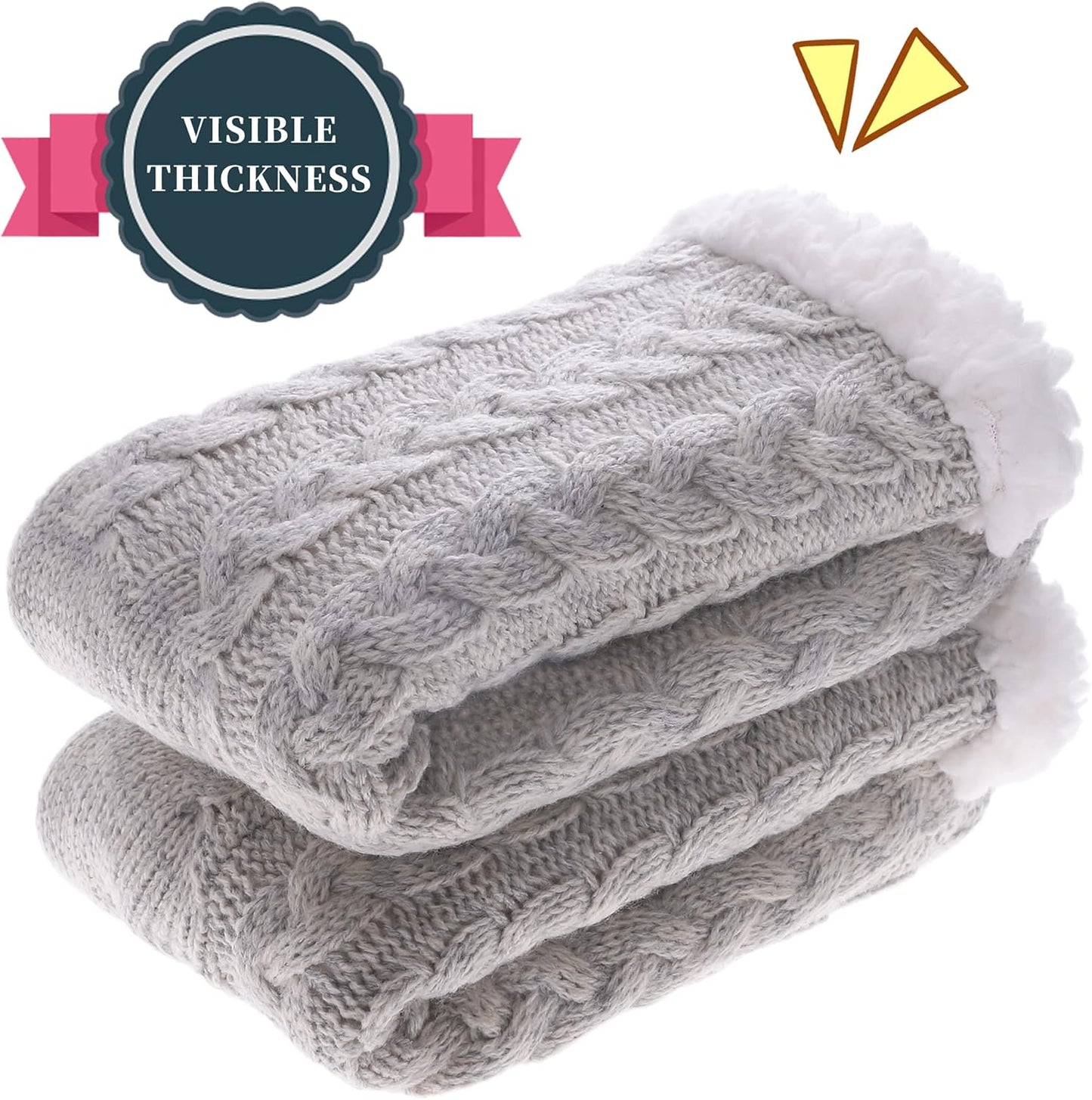 Women'S Winter Super Soft Warm Cozy Fleece Lined Fuzzy Slipper Socks with Grippers