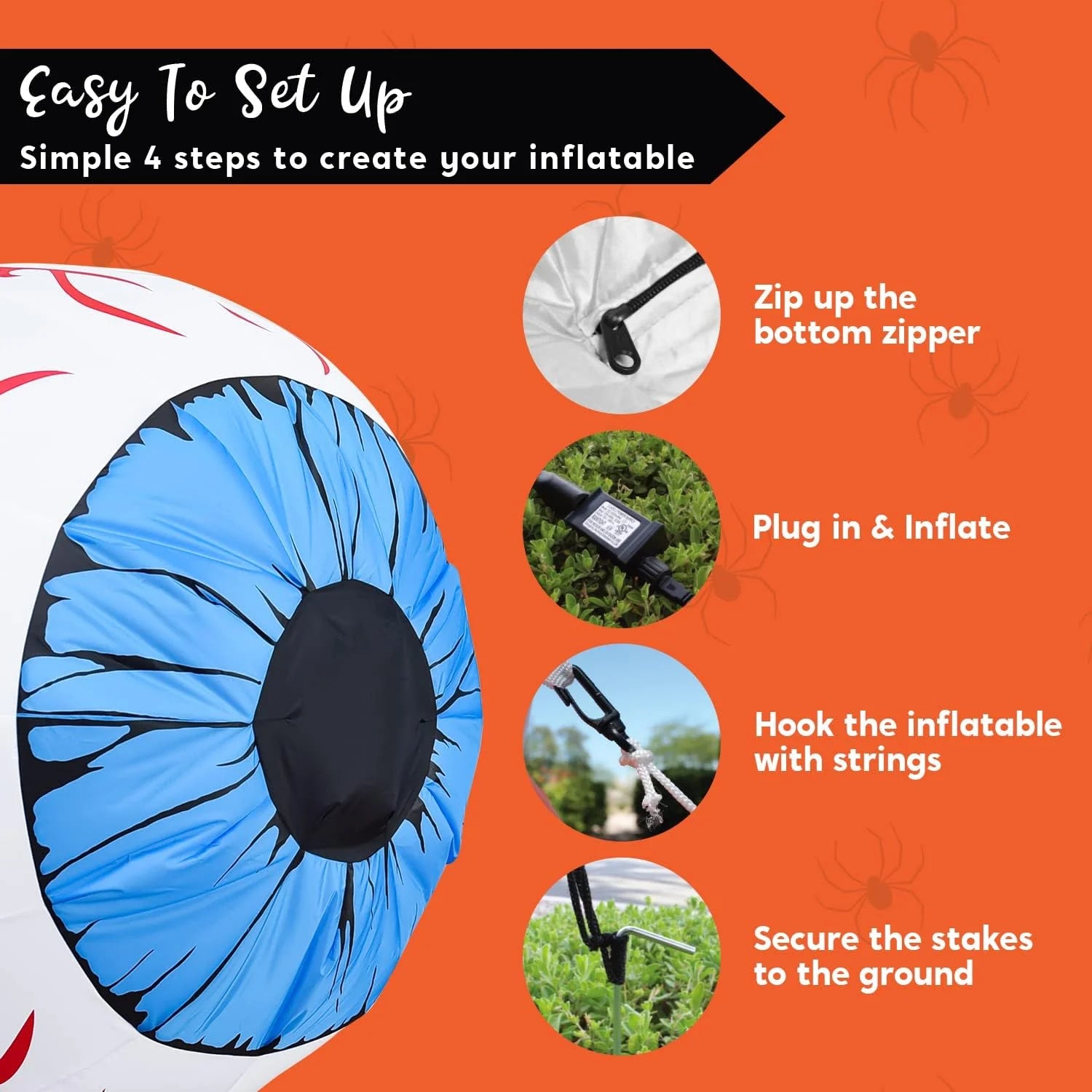 2 Pack Halloween Inflatable Huge Blue Eyeballs with Build-In Leds Halloween Blow up Yard Decorations,3 FT Diameter