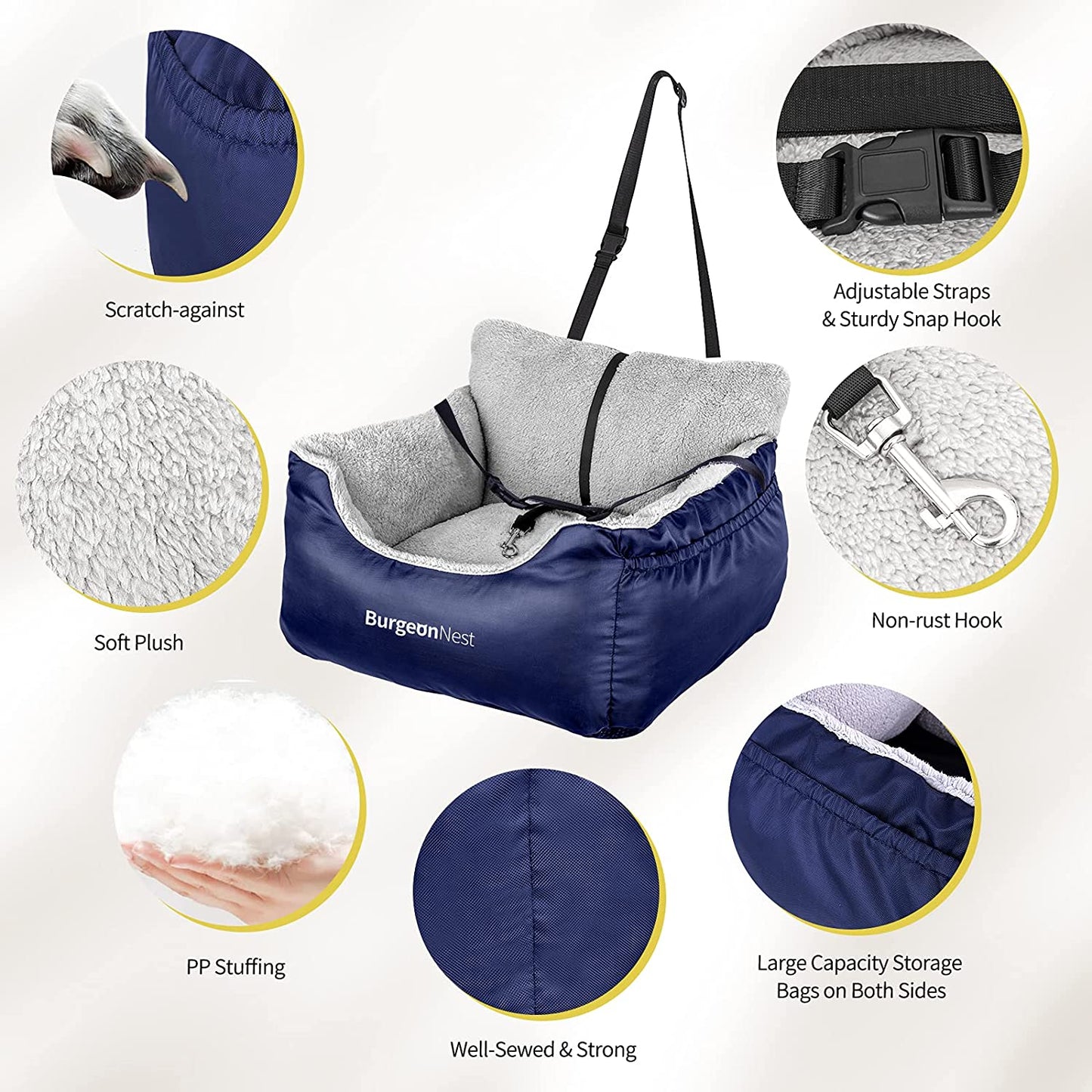 Dog Car Seat for Small Dogs, Fully Detachable and Washable