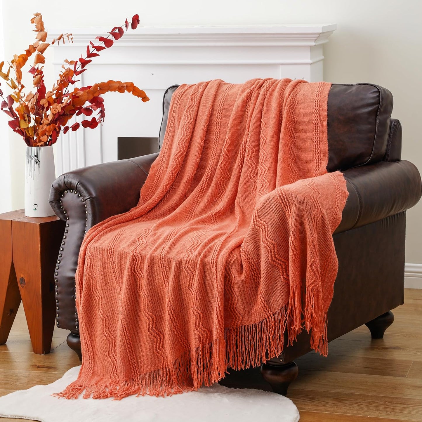 Orange Fall Throw Blanket for Couch Sofa