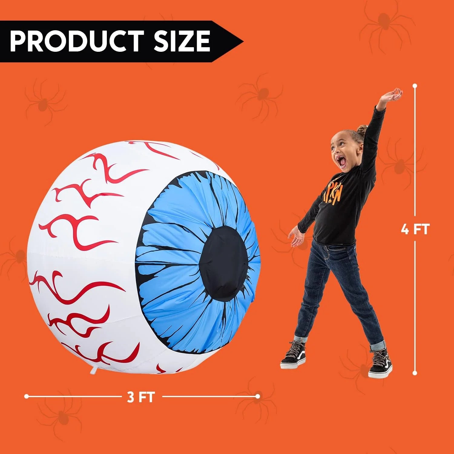 2 Pack Halloween Inflatable Huge Blue Eyeballs with Build-In Leds Halloween Blow up Yard Decorations,3 FT Diameter
