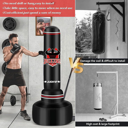Freestanding Heavy Punching Bag Set with Gloves