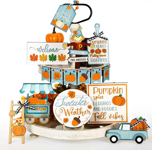 Fall Tiered Tray Decor Thanksgiving Pumpkin Tray Decor 