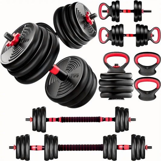 Adjustable Dumbbells Set - 20Lbs Multi-Functional Fitness Set, Kettlebell & Barbell Patterns