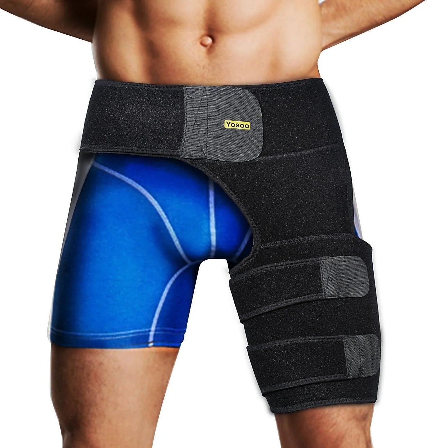 Hip Brace Thigh Compression Sleeve Hamstring Support Wrap Adjustable Neoprene Groin Wrap Great for Running Sports Groin Pulls Pulled Muscles, Sciatic Nerve Pain Relief,Hip Flexor for Men Women
