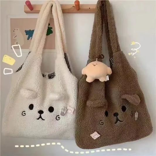 New Winter Soft Plush Tote Bag Women