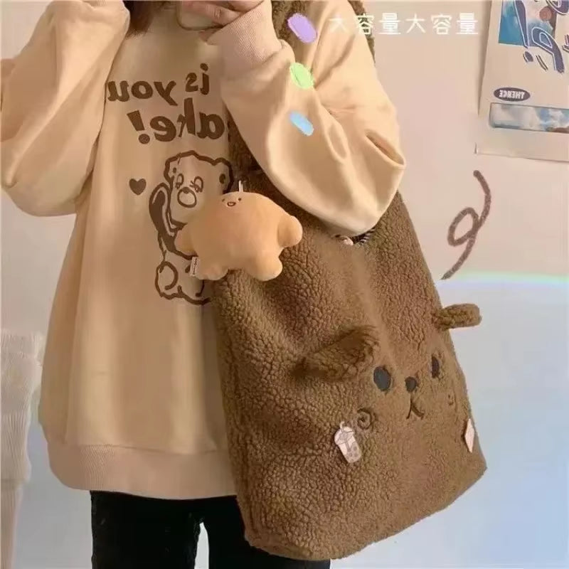 New Winter Soft Plush Tote Bag Women