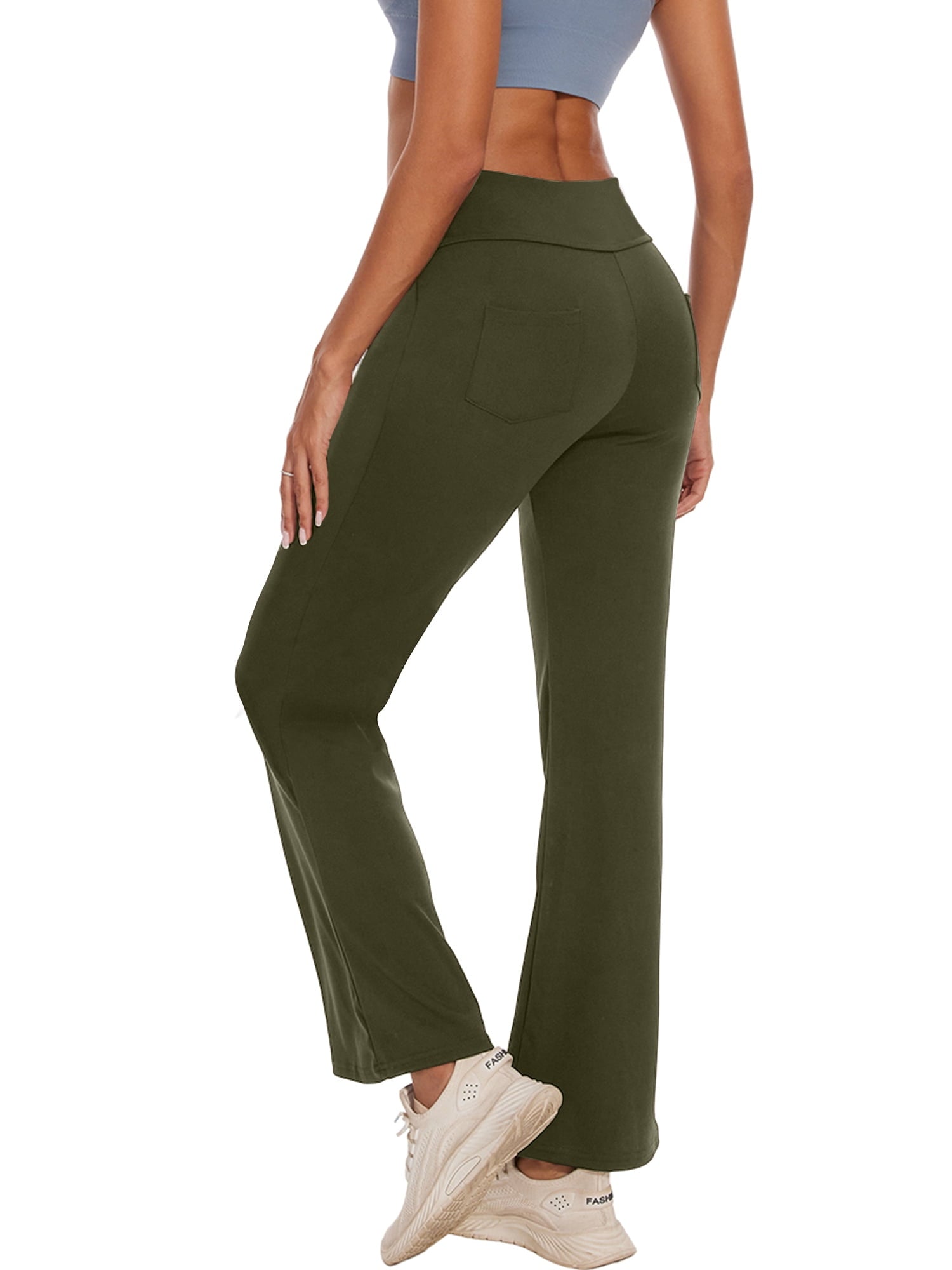 Womens Bootcut Yoga Pants with Pockets Flare Workout Legging High Waist Bootleg Bottoms Activewear 