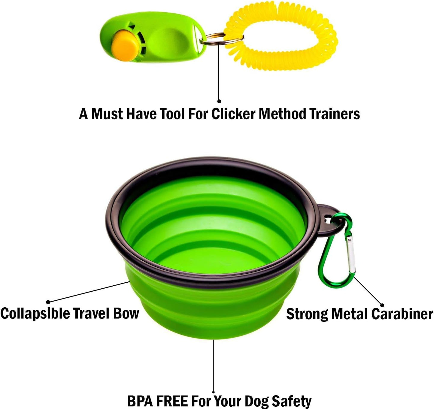 Dog Treat Pouch - Premium Training Treat Bag with Clicker and Collapsible Bowl for Dogs