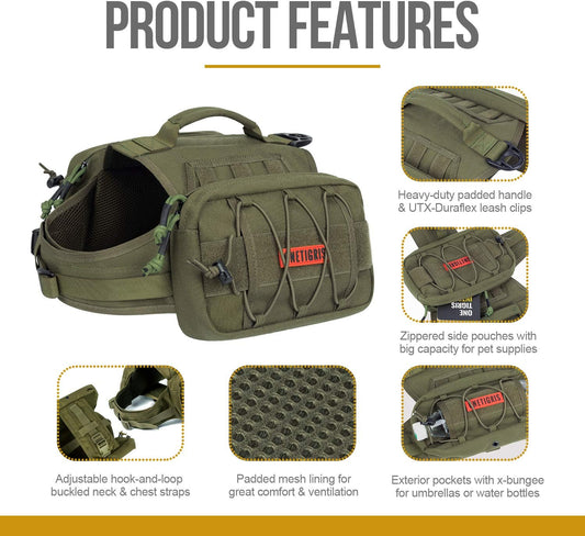 Dog Backpack for Medium & Large Dogs