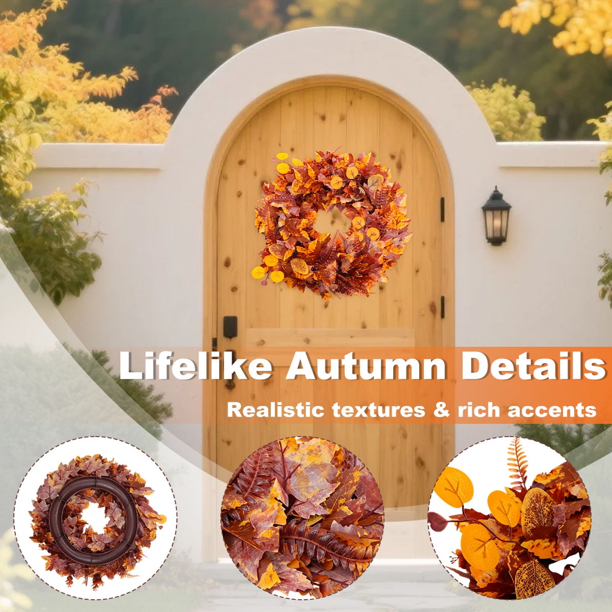 Fall Wreath Decoration Thanksgiving Front Door Decor 