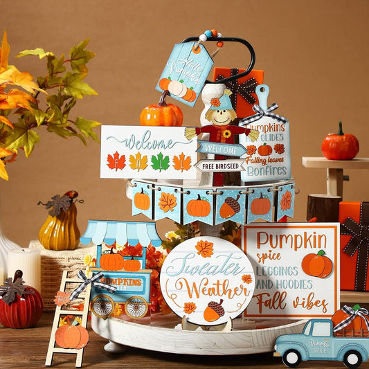 Fall Tiered Tray Decor Thanksgiving Pumpkin Tray Decor 