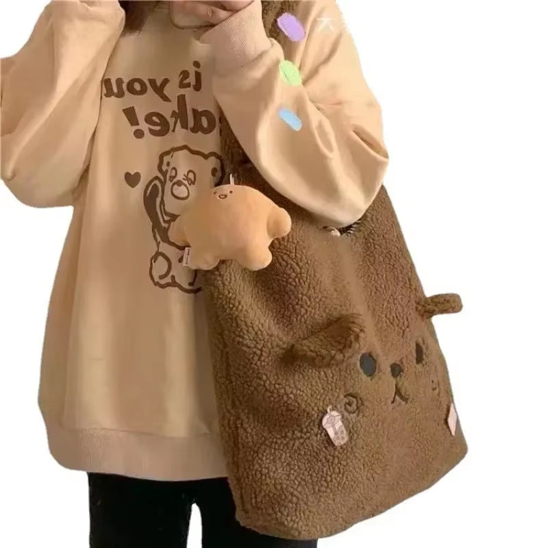 New Winter Soft Plush Tote Bag Women