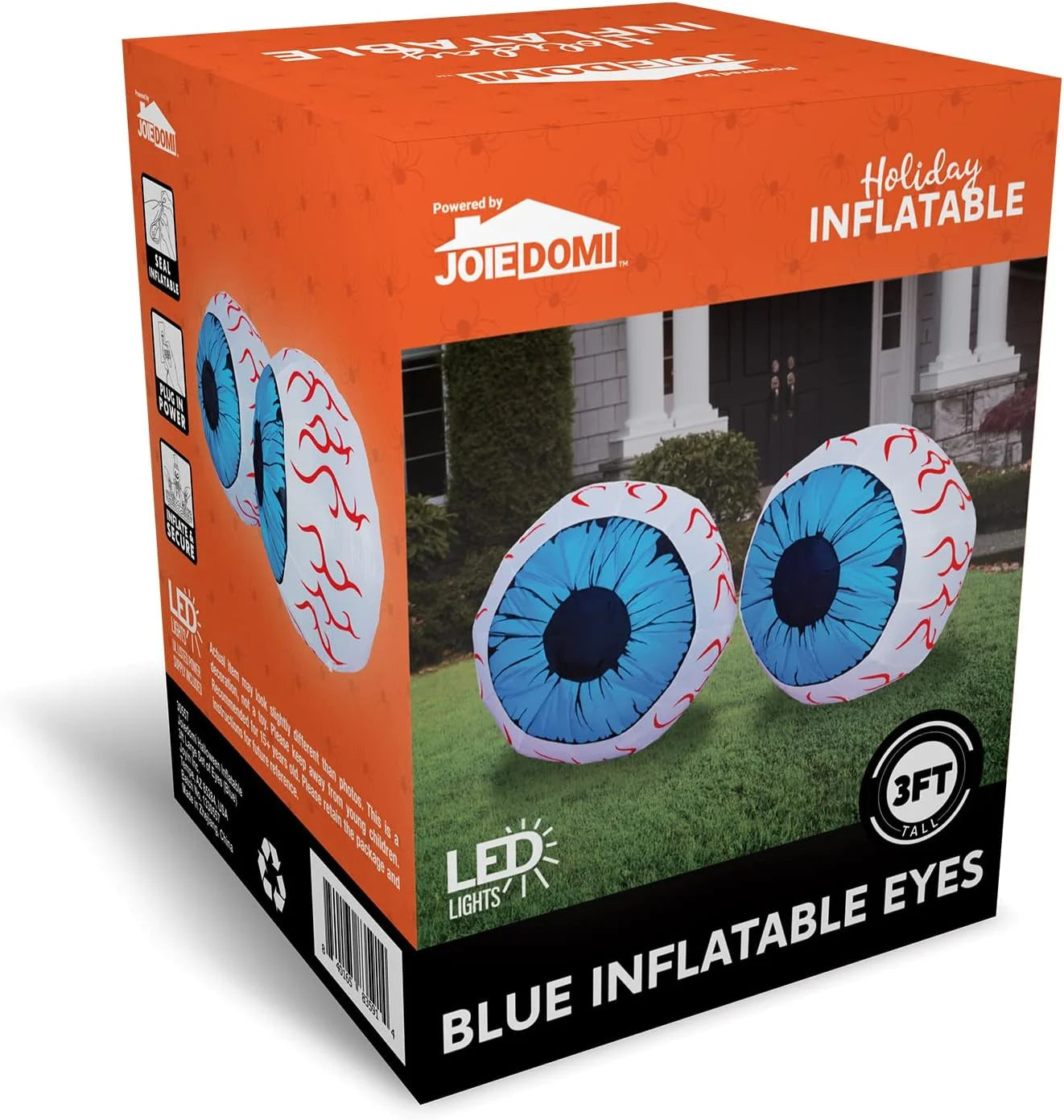 2 Pack Halloween Inflatable Huge Blue Eyeballs with Build-In Leds Halloween Blow up Yard Decorations,3 FT Diameter