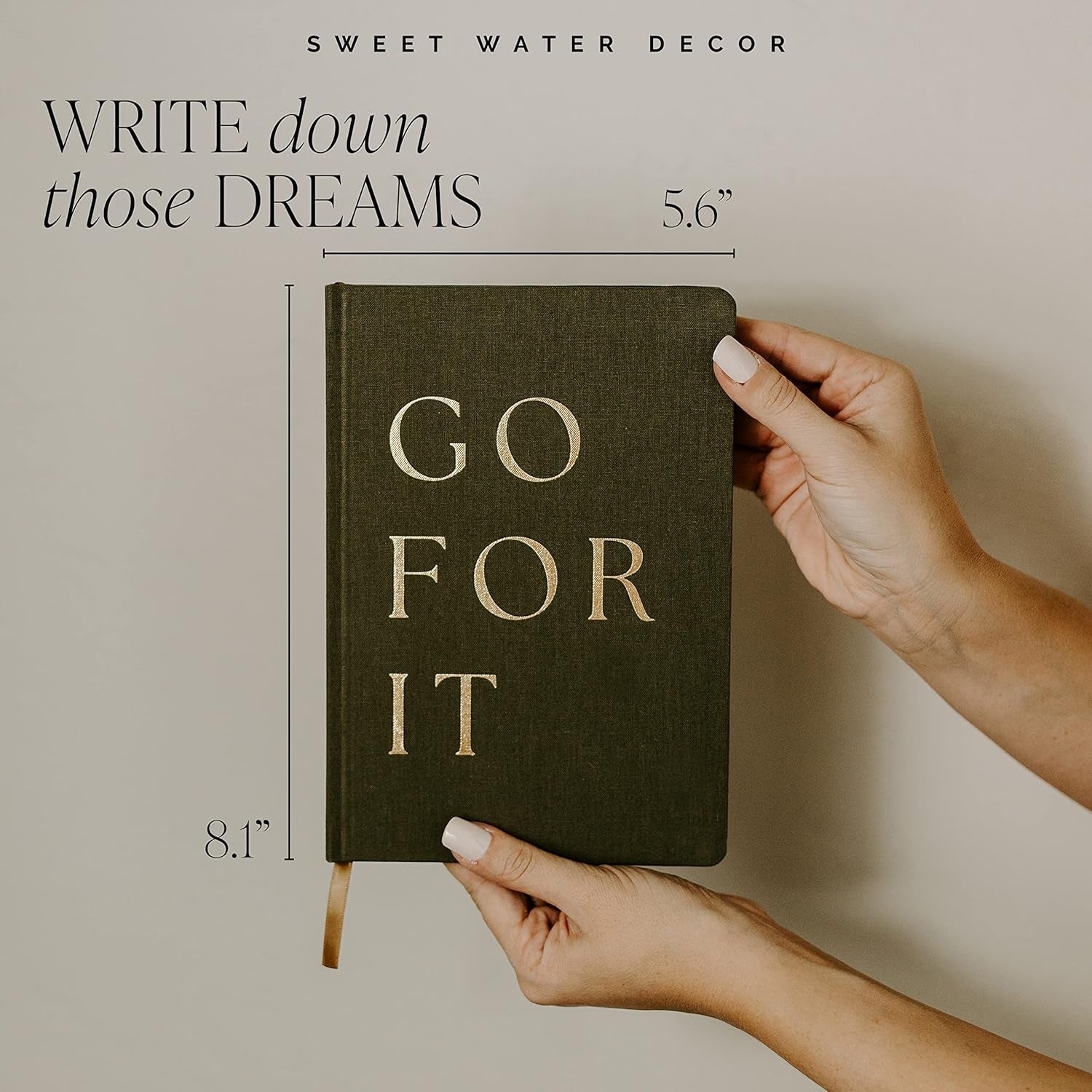 Dream Plan Do Motivational Journal - Grey Fabric Journal with Rose Gold Details and Ribbon Bookmark - Motivational Notebook Inspirational Lined Journal for Work and School